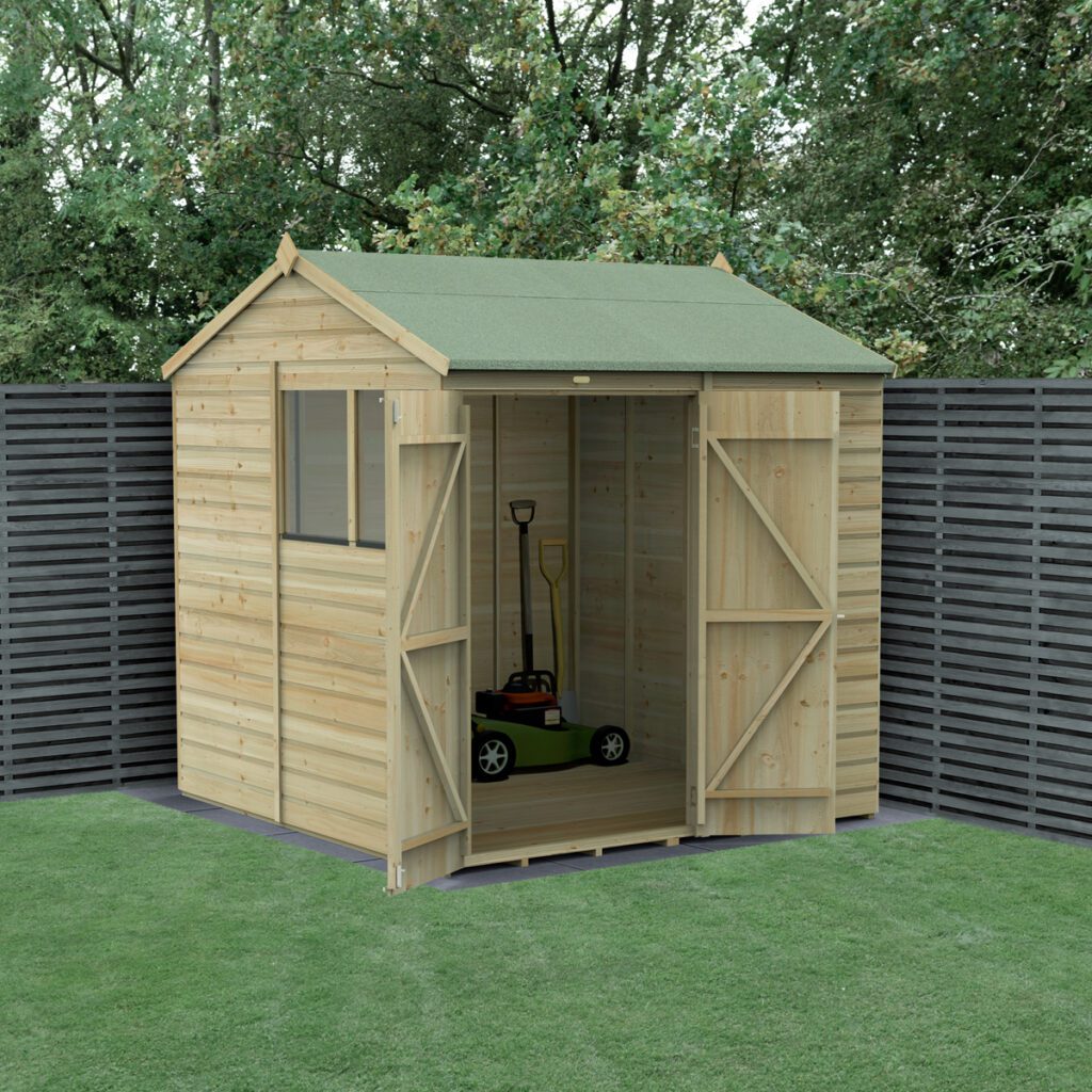 Beckwood 7×7 Reverse Apex Shed – 2 Windows – Double Door with Installation 5013053198384 2